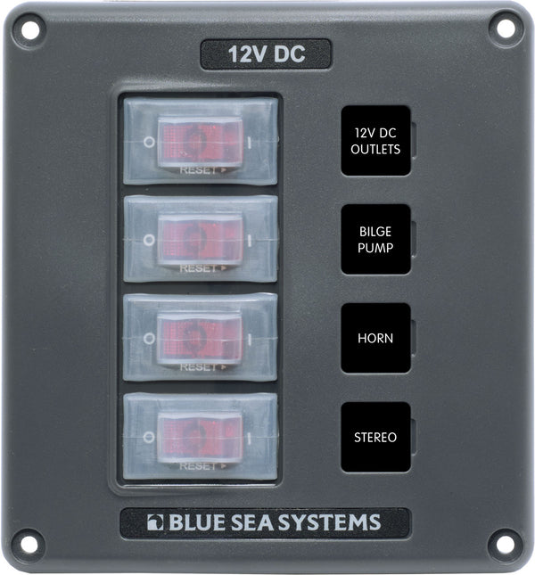 PANEL SWITCH H2O CB 4POS GRAY - BLUE SEA