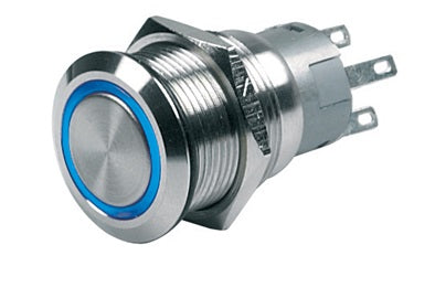 PUSH BUT SW ON/OF 12V BLUE LED - BEP