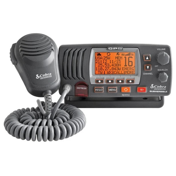 FIX VHF CLASS-D GPS REW PA WHT - COBRA