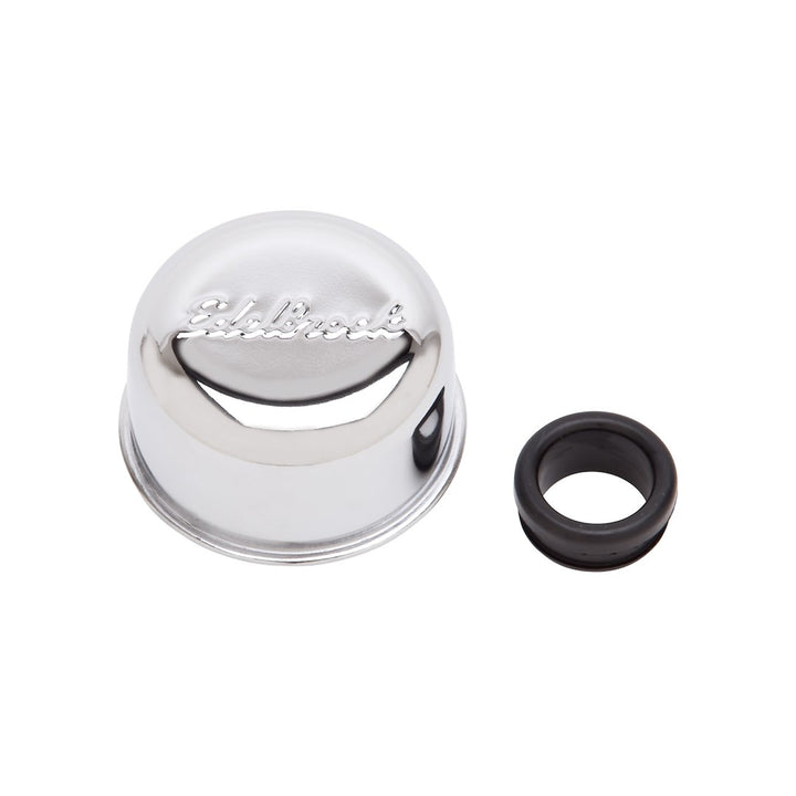 CHROME BREATHER W/GROMMET - EDELBROCK