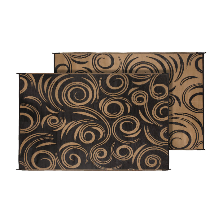 MAT SWIRL 9X12 BLACK/BEIGE - FAULKNER