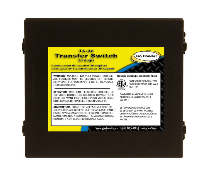 TS-30: 30 AMP TRANSFER SWITCH - GO POWER