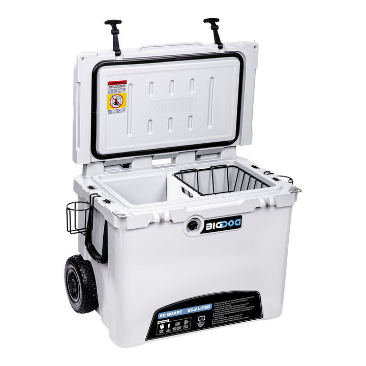 60 QT ROLLING COOLER W ACCESSORIES - HUSKY TOWING