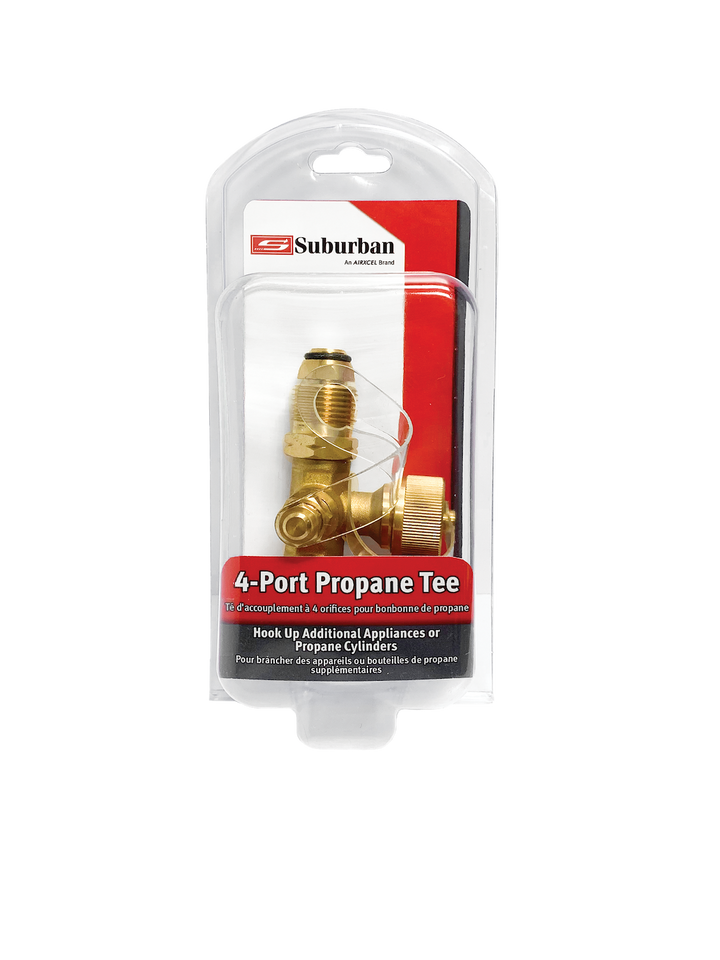 4-PORT PROPANE TEE-- INLET: FEMALE - SUBURBAN MFG