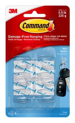 COMMAND  MINI CLEAR HOOKS - 3M