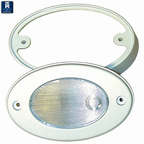 WHITE OVAL COURTESY LED W/ MNT RING - T-H MARINE