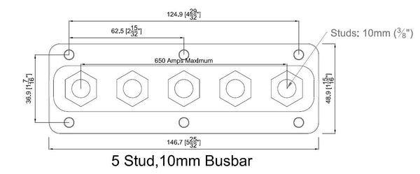 Bep Heavy Duty Buss Bar 5 3/8"" Studs 650 Amp - Sea Supply Hub