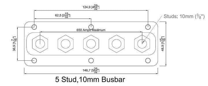 Bep Heavy Duty Buss Bar 5 3/8"" Studs 650 Amp - Sea Supply Hub