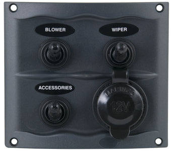 Bep 900-3wps 3 Gang Switch Panel With Accessory Plug - Sea Supply Hub