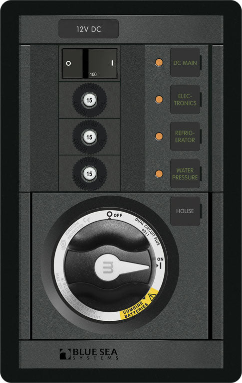 Blue Sea M-series Dual Circuit Plus Vertical Panel Main + 3 Position - Sea Supply Hub