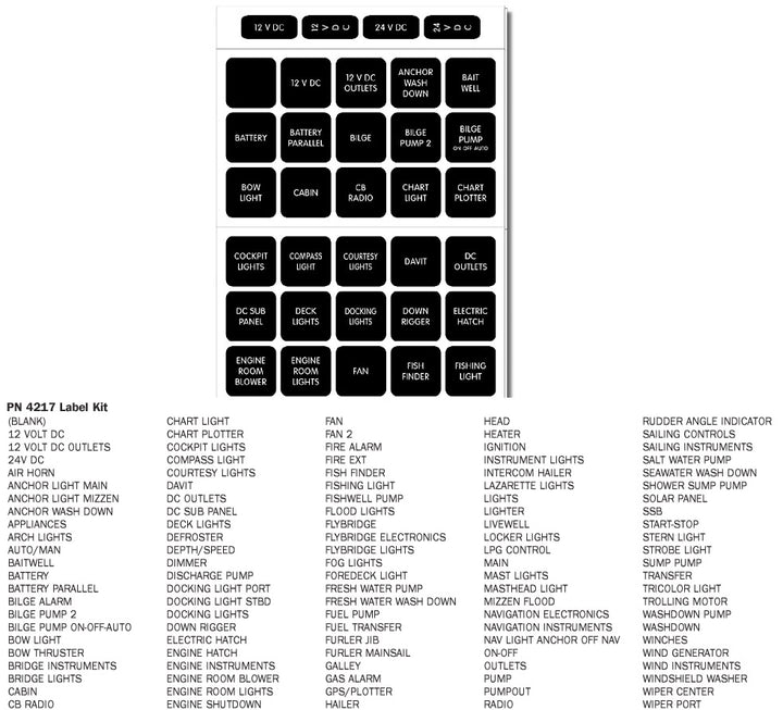 Blue Sea 4217 Label Kit Dc H2o 120 Square Black - Sea Supply Hub