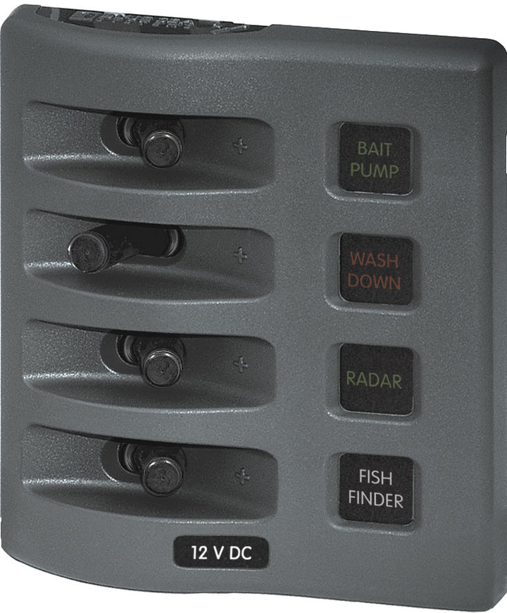 Blue Sea Weather Deck Panel 12v 4 Gang Fuse Panel - Sea Supply Hub