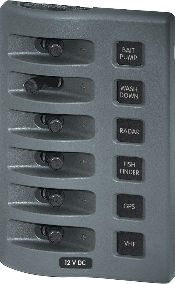 Blue Sea Weather Deck Panel 12v 6 Gang Switch Panel - Blue Sea Systems