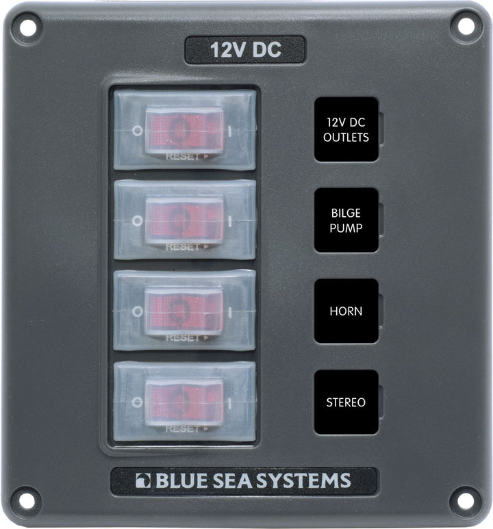 Blue Sea Water-resistant 12v 4 Circuit Breaker Switch Panel - Sea Supply Hub