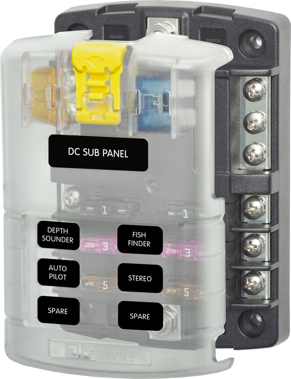 Blue Sea 5025 6-gang Fuse Block St Ato/atc Negative Bus And Cover - Sea Supply Hub