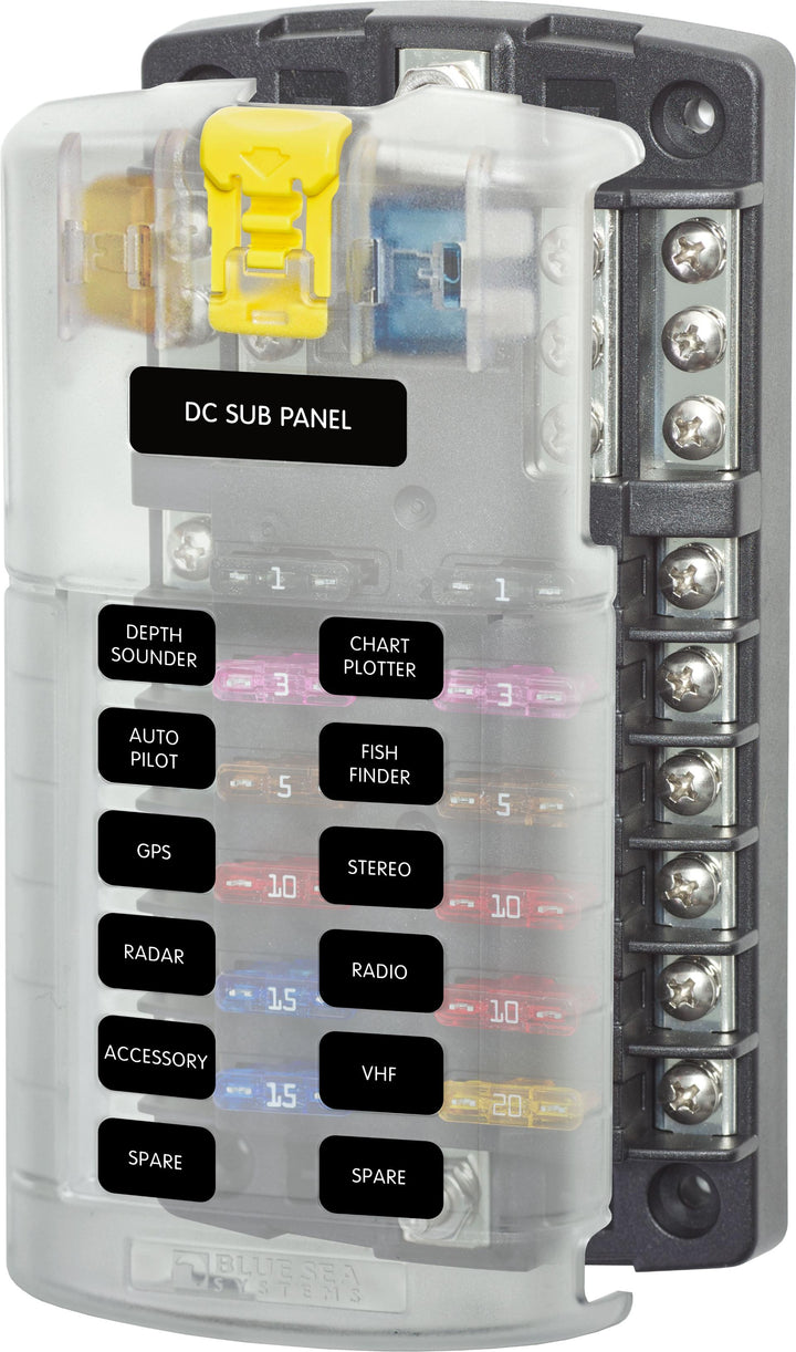 Blue Sea 5026 12-gang Fuse Block St Ato/atc Negative Bus And Cover - Sea Supply Hub