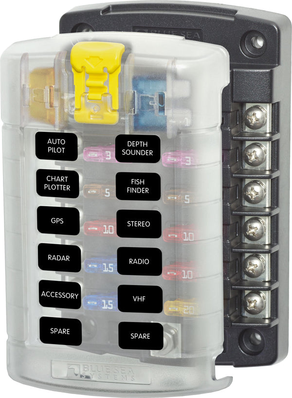 Blue Sea 5029 12-gang Fuse Block St Ato/atc With Cover - Sea Supply Hub