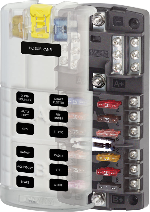 Blue Sea 5032 12-gang 2-group Fuse Block St Ato/atc Negative Bus And Cover - Sea Supply Hub