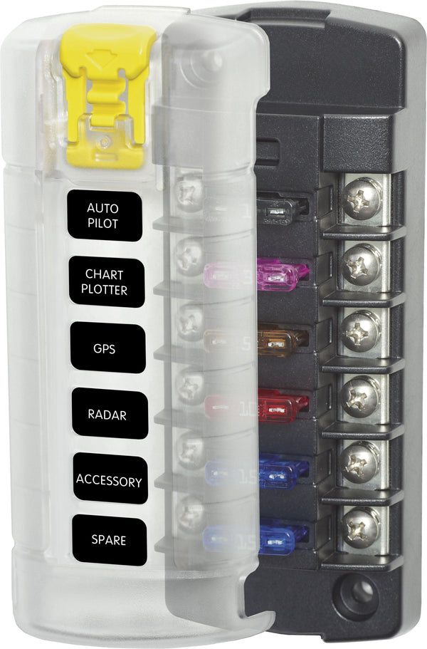 Blue Sea 5035 6-gang Fuse Block St Ato/atc Independent Circuits And Cover - Sea Supply Hub