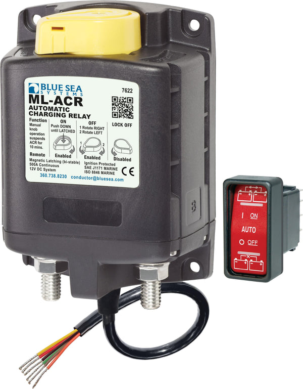 Blue Sea Ml-acr Automatic Charging Relay With Manual Control 12vdc 500a - Blue Sea Systems