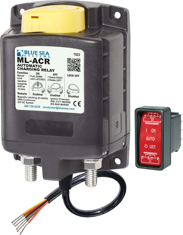 Blue Sea Ml-acr Automatic Charging Relay With Manual Control 24vdc 500a - Sea Supply Hub