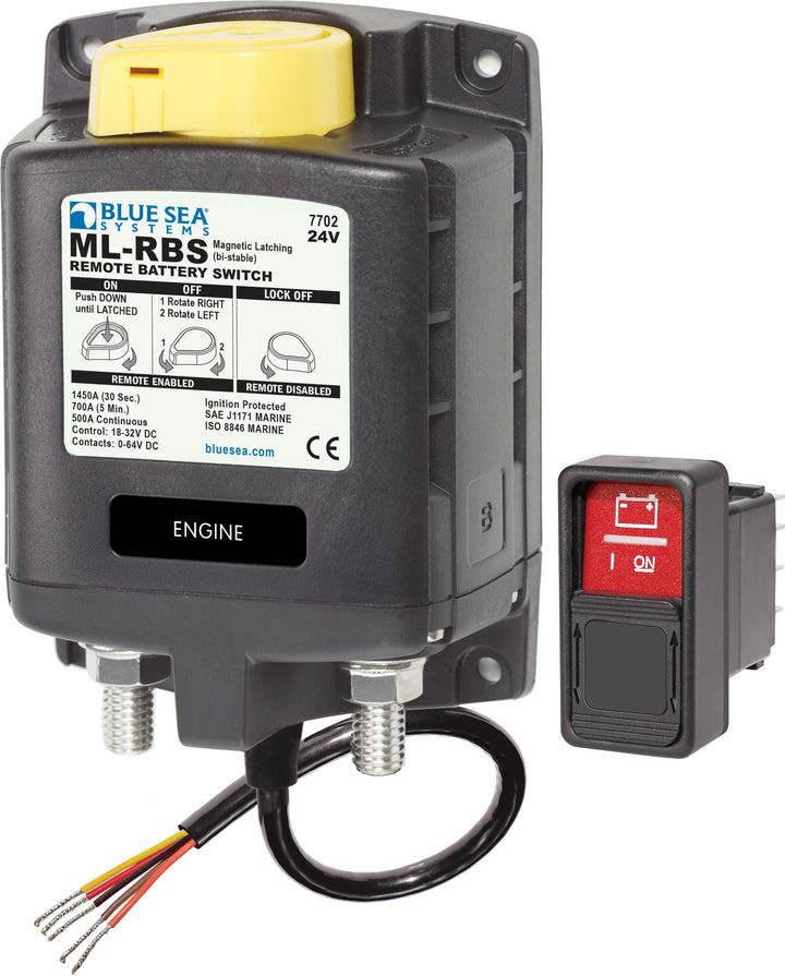 Blue Sea Ml-rbs 24vdc 500a Remote Battery Switch With Manual Control - Blue Sea Systems