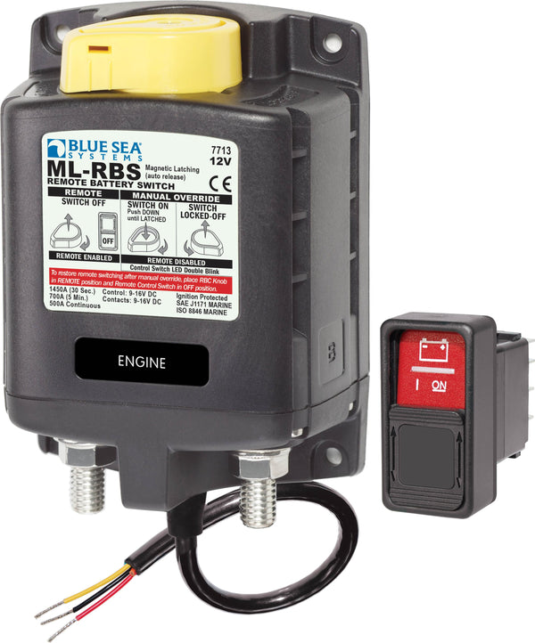 Blue Sea Ml-rbs 12vdc 500a Remote Battery Switch With Manual Control Auto Release - Sea Supply Hub