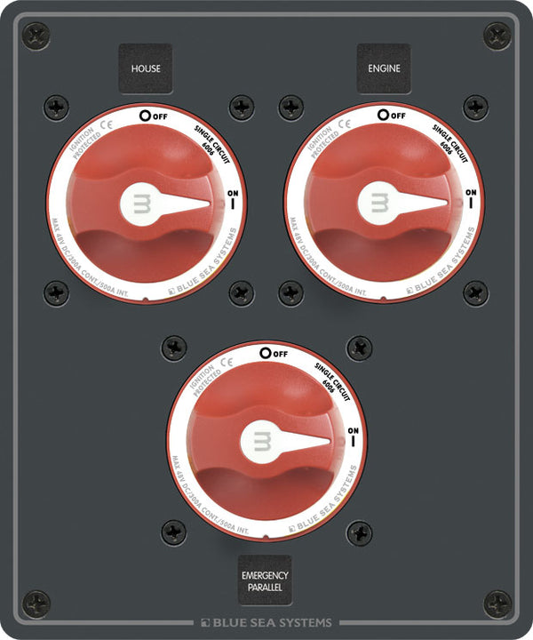 Blue Sea Traditional Metal Dual Bank Battery Management Panel - Sea Supply Hub