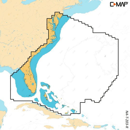 C-Map Reveal X Coastal Chesapeake Bay To The Bahamas Microsd High-Resolution Bathymetry Layer & Custom Depth Shading - C-Map