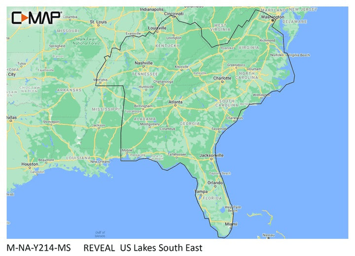 C-map Reveal Inland Us Lakes South East - C-Map