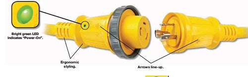 Hubbell Hbl61cm03led 30 Amp 25 Foot Cordset With Led - Sea Supply Hub