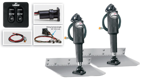 Lenco 9""x12"" Standard Mount Trim Tab Kit 12v Standard Integrated Switch - Lenco Marine