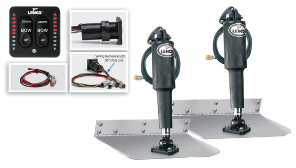 Lenco 12""x12"" Standard Mount Trim Tab Kit 12v With Led Integrated Switch - Lenco Marine