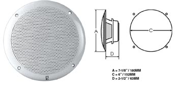 Polyplanar Ma-4056 Spkr White 6""  Round Flush Mount - Polyplanar